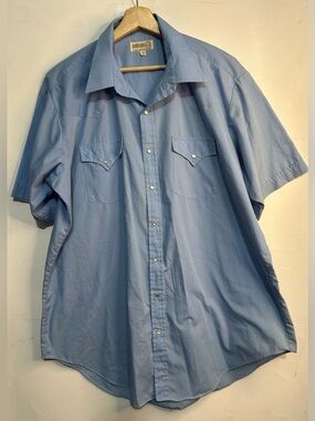Sheplers Blue Peal Snap Button Front Western Shirt 2XLT
